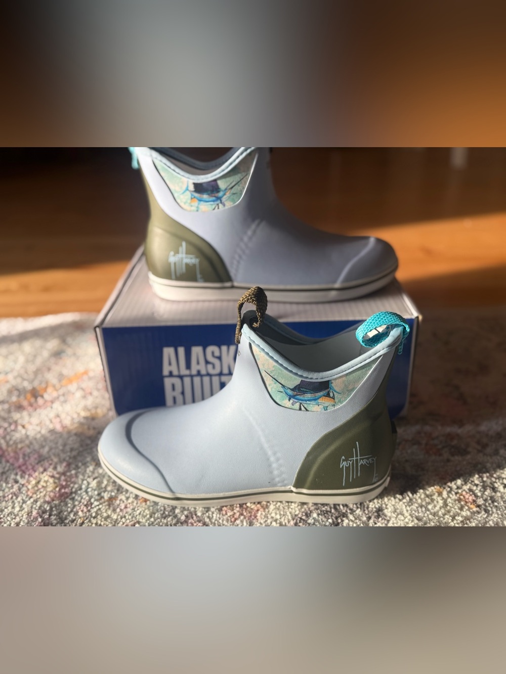 XTRATUF Guy Harvey 6” Ankle Deck Boots Sky Blue Marlin Women’s 8 medium